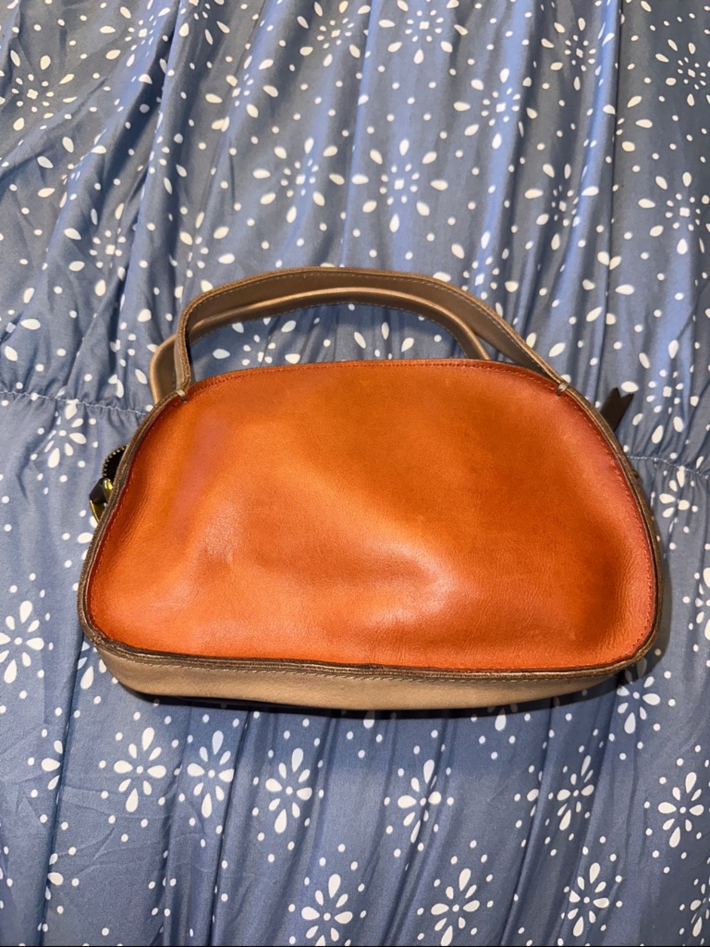 Madewell Two-Tone Leather Shoulder Bag in Cognac and Taupe